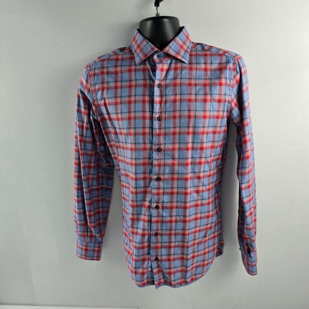 Hammer‎ Made Slim Fit Checkered Button-Up Shirt 41/16 Made in Portugal 4361